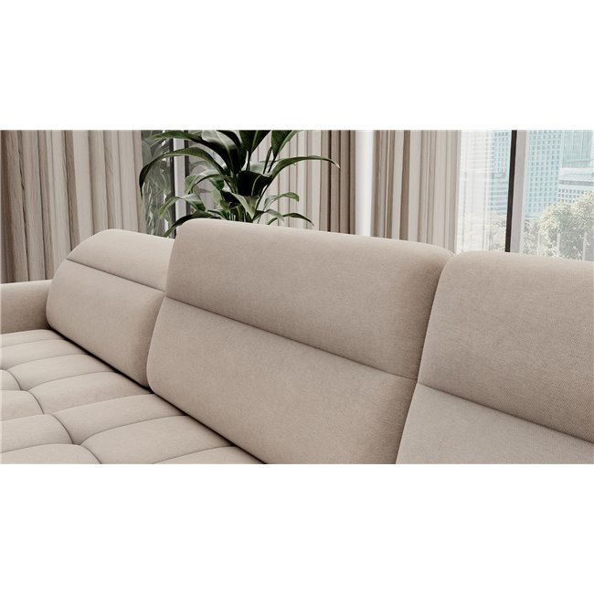 U shape sofa Elberto L, sleeping function, Raquel 18, beige, H100x165x306cm