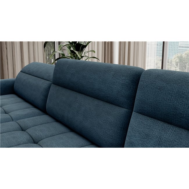 П-образный угловой диван Elberto L, раздвижной, Toscany 40, бархат, синий, H100x165x306см