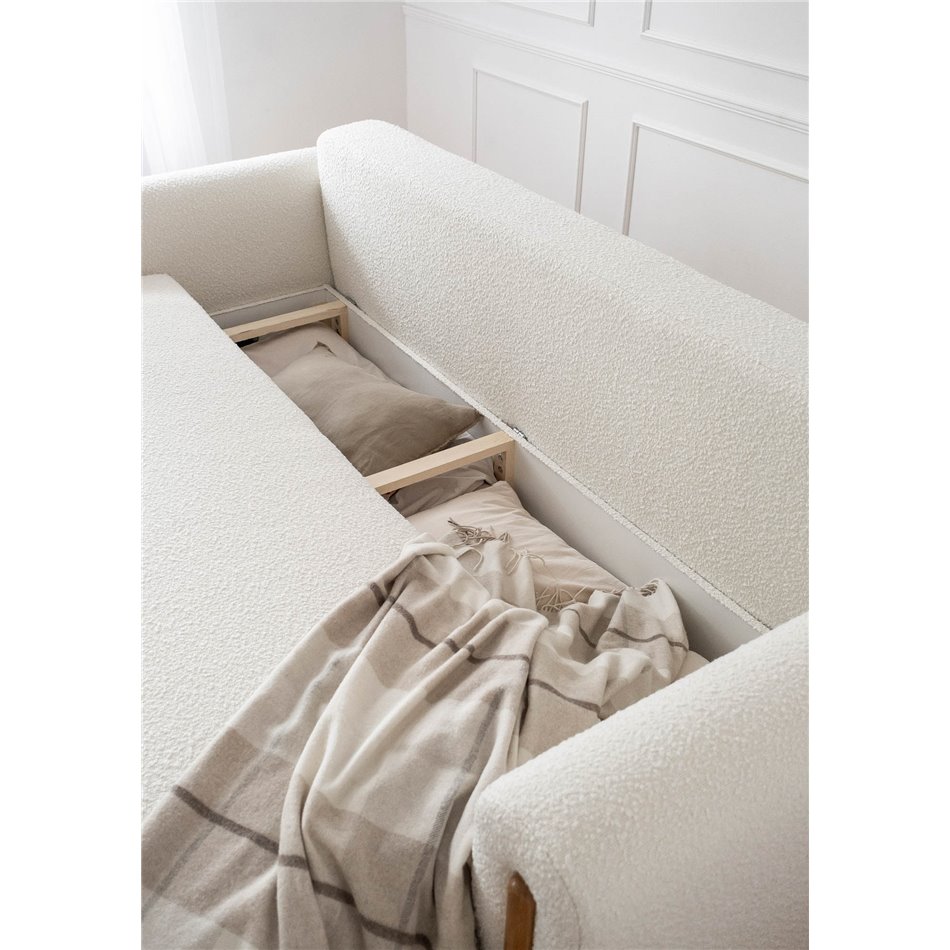 Sofa bed Elcadova Oak, sleeping function, Jaffray 01, white, H97x97x244cm