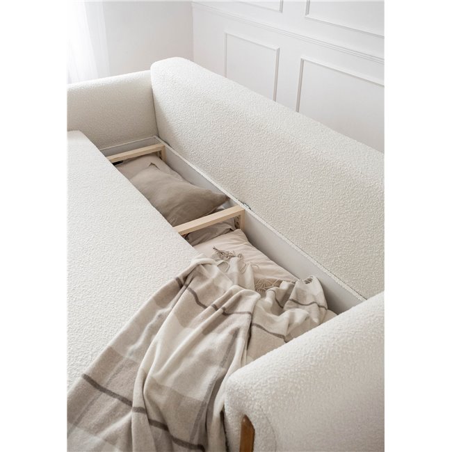 Sofa bed Elcadova Oak, sleeping function, Jaffray 01, white, H97x97x244cm