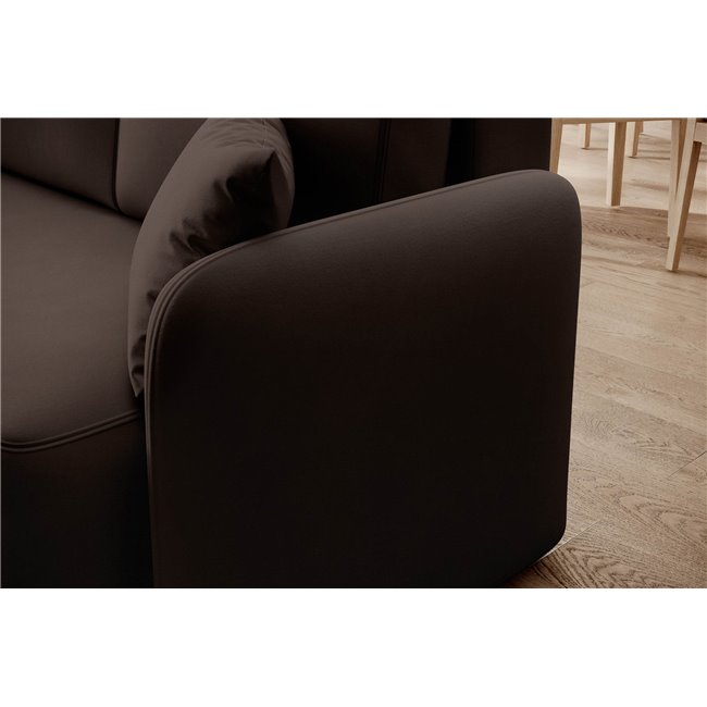 Corner sofa Elhandson L, sleeping function, Lukso 22, velvet, brown, H89x150x206cm