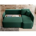 Corner sofa Elhandson R, sleeping function, Lukso 35, velvet, green, H89x150x206cm