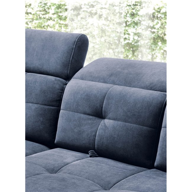 Corner sofa Elinferne L, sleeping function, Relax 40, velvet, dark blue, H107x210x297cm