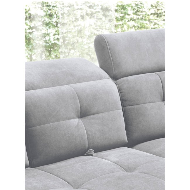 Corner sofa Elinferne R, sleeping function, Aura 04, velvet, grey, H107x210x297cm