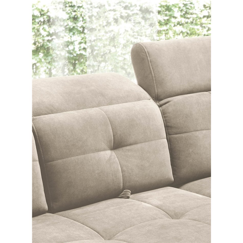 Nurgadiivan Elinferne R, pikendatav, Aura 18, samet, beež, H107x210x297cm