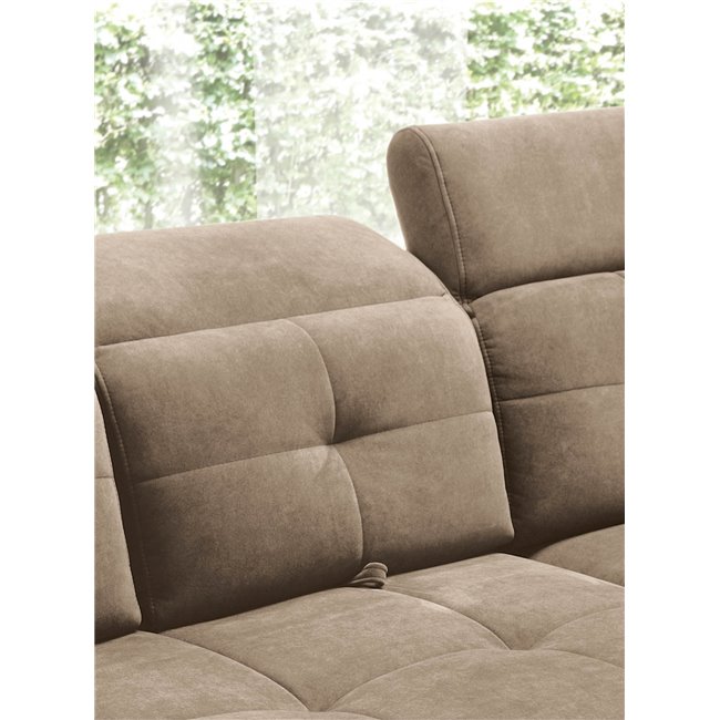 Nurgadiivan Elinferne R, pikendatav, Aura 20, samet, tumebeež, H107x210x297cm