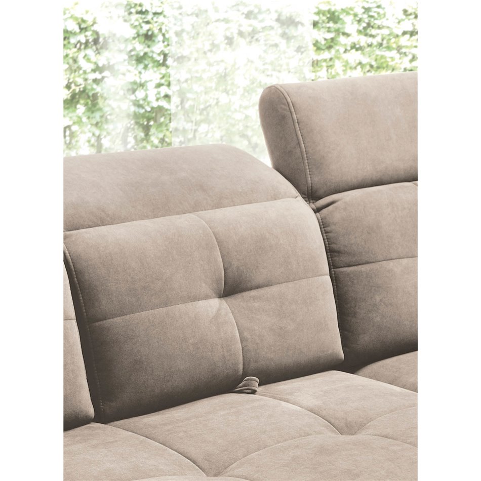 Угловой диван Elinferne R, раздвижной, Relax 20, бархат, бежевый, H107x210x297см