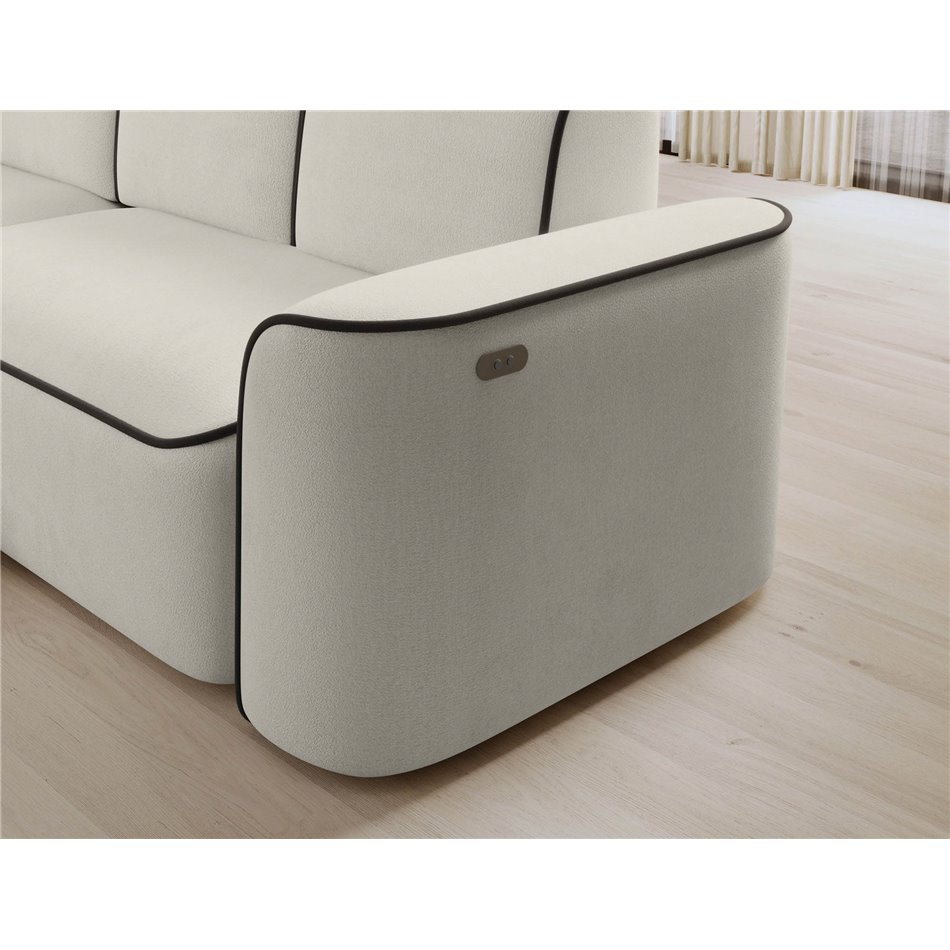 Corner sofa Elume L, sleeping function, Amore 01, Velvetmat 22, bouclé, beige, H88x190x287cm