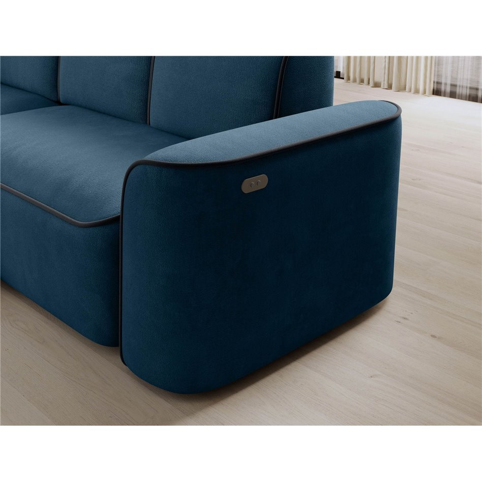 Corner sofa Elume L, sleeping function, Amore 40, Velvetmat 6, bouclé, blue, H88x190x287cm
