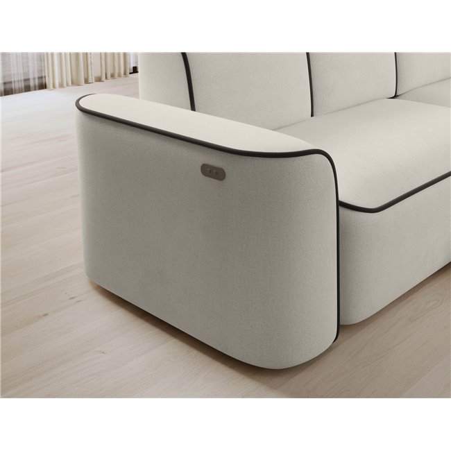 Corner sofa Elume R, sleeping function, Amore 01, Velvetmat 22, bouclé, beige, H88x190x287cm
