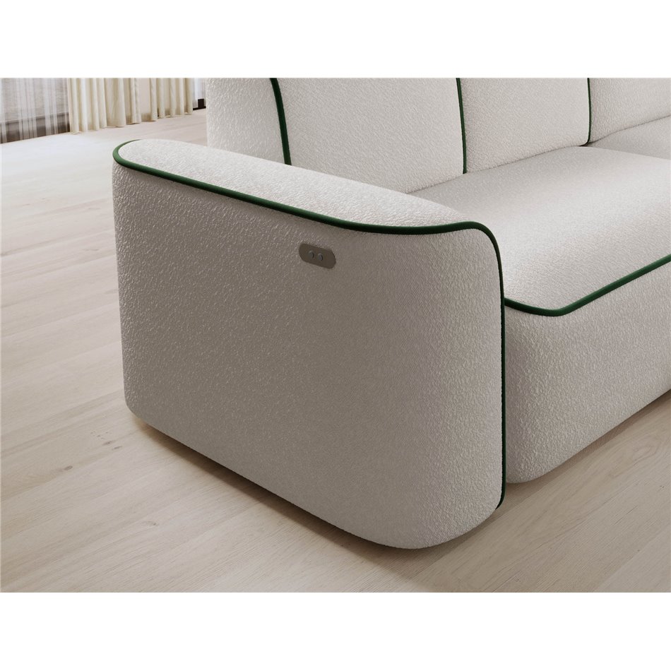 Угловой диван Elume R, с механизмом раскладыванием, Royal 01, Riviera 38, букле, белый, H88x190x287см