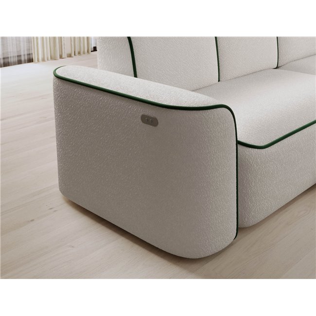 Угловой диван Elume R, с механизмом раскладыванием, Royal 01, Riviera 38, букле, белый, H88x190x287см