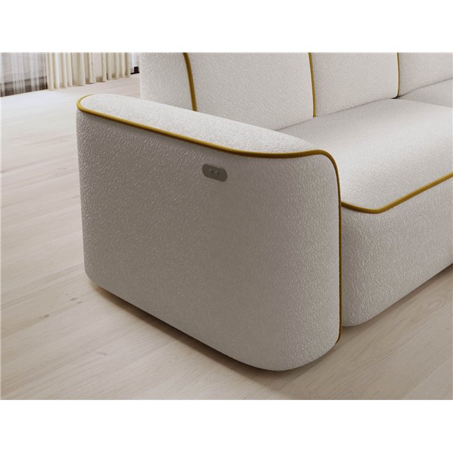 Угловой диван Elume R, с механизмом раскладыванием, Royal 01, Riviera 41, букле, белый, H88x190x287см