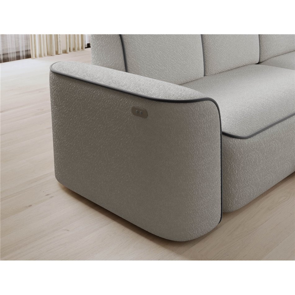 Угловой диван Elume R, с механизмом раскладыванием, Royal 03, Velvetmat 4, букле, серый, H88x190x287см