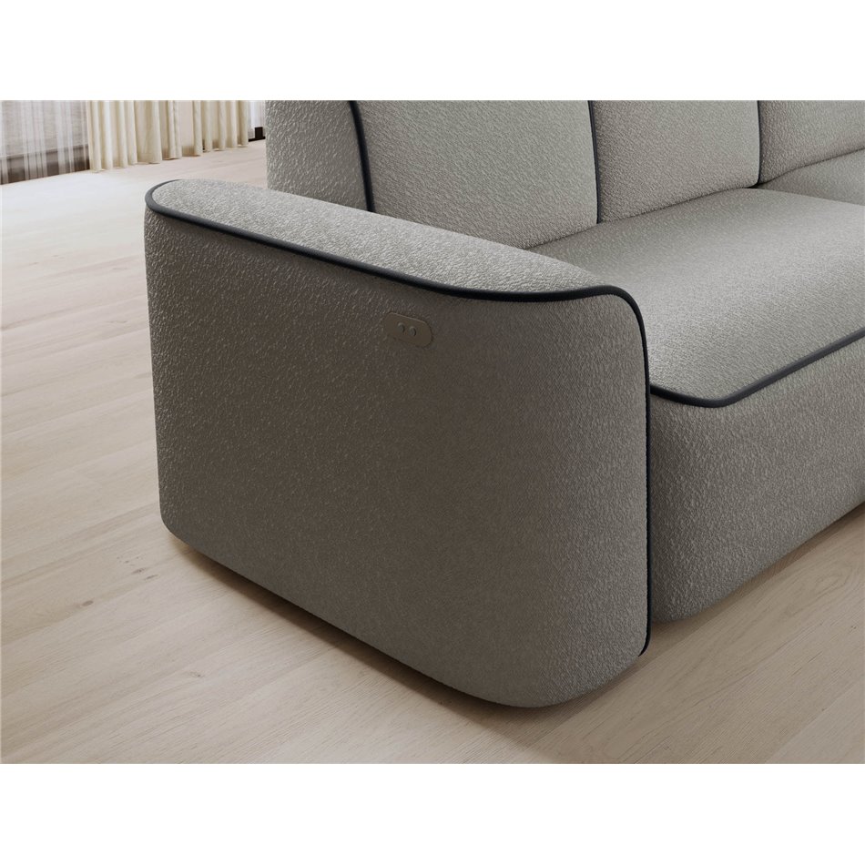 Угловой диван Elume R, с механизмом раскладыванием, Royal 04, Velvetmat 6, букле, серый, H88x190x287см