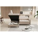 Corner sofa Elbare L, sleeping function, Manhattan 18, velvet, beige, H100x160x208cm