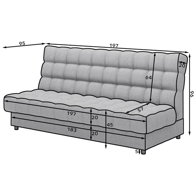 Sofa bed Elclareta, sleeping function, Poco 40, blue, H96x95x197cm