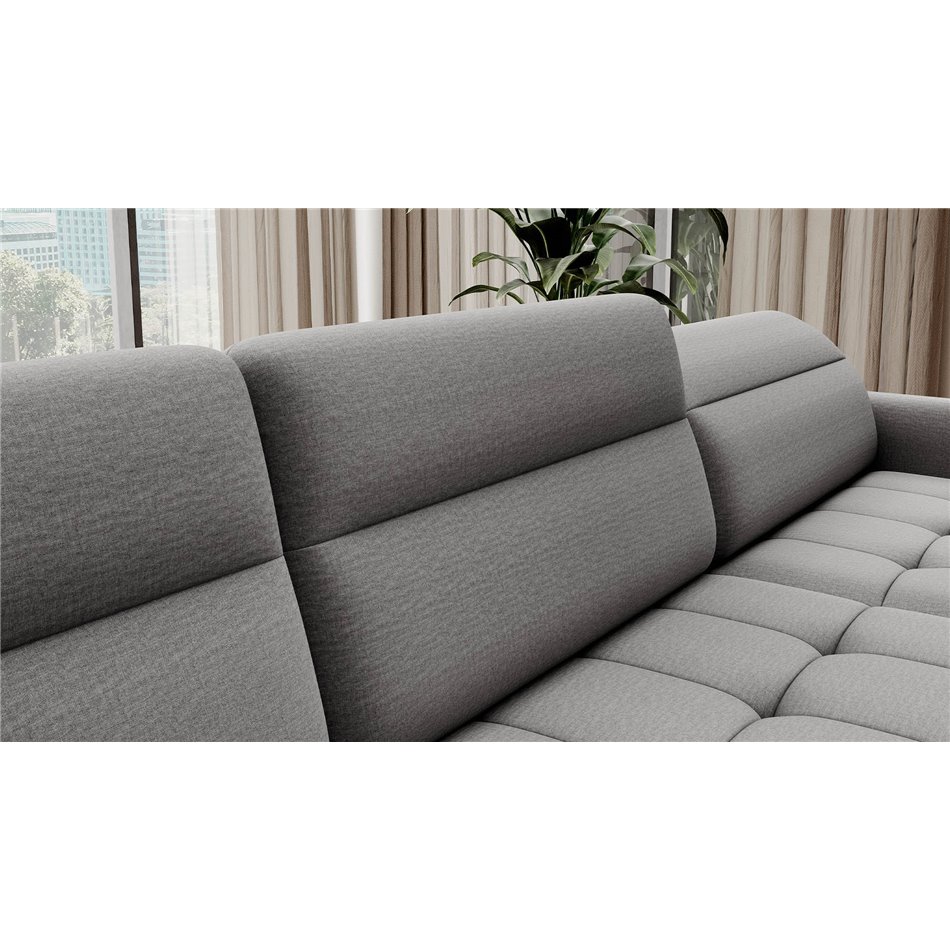 П-образный угловой диван Elberto R, раздвижной, Manhattan 03, бархат, серый, H100x165x306см