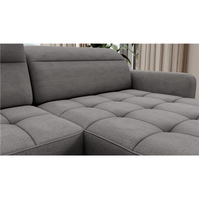 П-образный угловой диван Elberto R, раздвижной, Toscany 03, бархат, серый, H100x165x306см