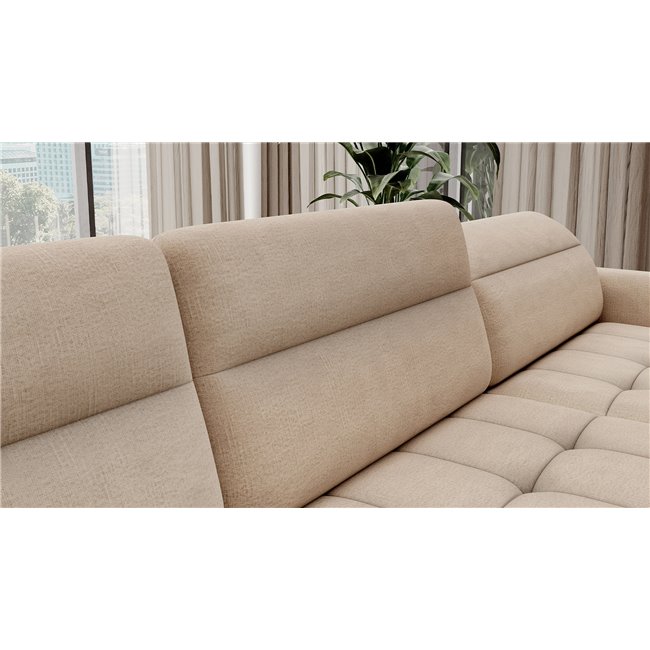 П-образный угловой диван Elberto R, раздвижной, Toscany 18, бархат, бежевый, H100x165x306см