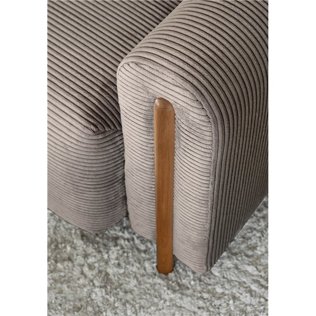 Sofa bed Elcadova Oak, sleeping function, Jarell 20, wavy velvet, dark beige, H97x97x244cm