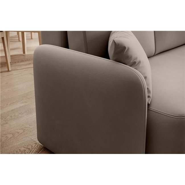 Corner sofa Elhandson R, sleeping function, Sola 18, beige, H89x150x206cm