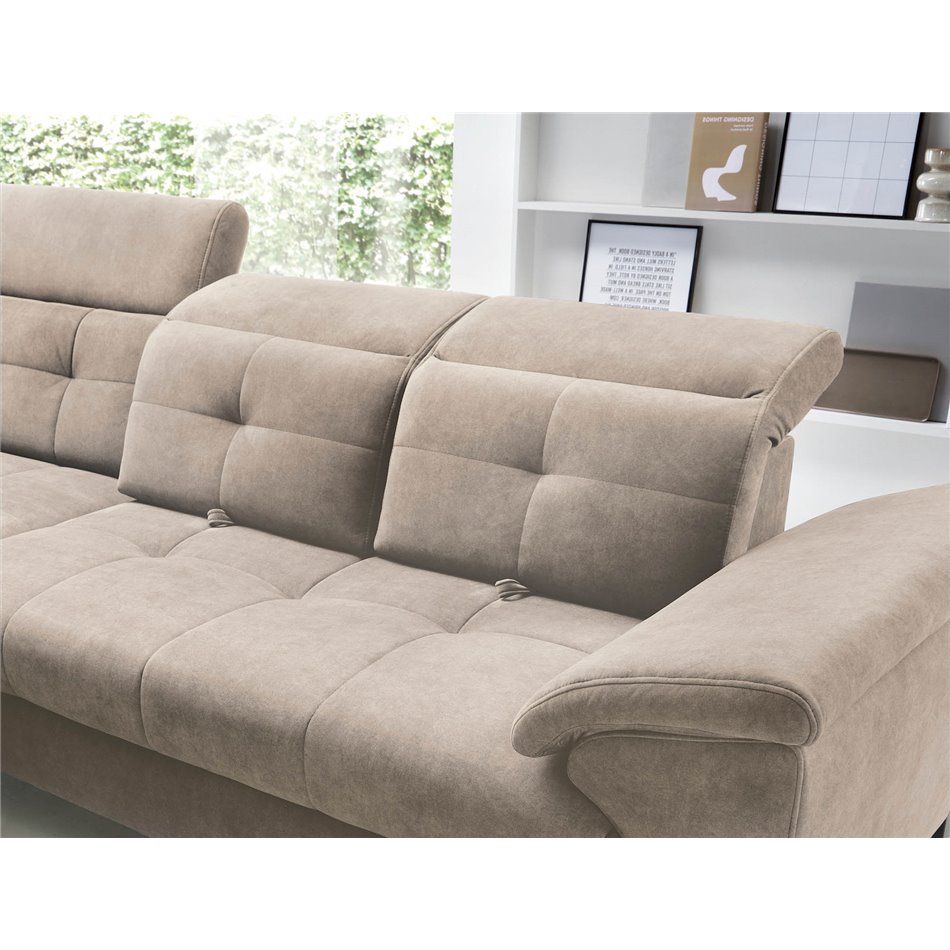 Nurgadiivan Elinferne L, pikendatav, Relax 20, samet, beež, H107x210x297cm