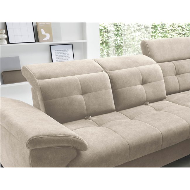 Nurgadiivan Elinferne R, pikendatav, Aura 18, samet, beež, H107x210x297cm