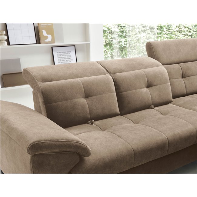 Nurgadiivan Elinferne R, pikendatav, Aura 20, samet, tumebeež, H107x210x297cm