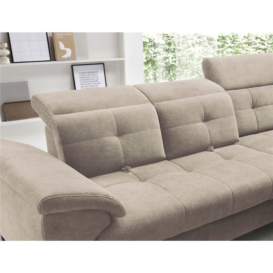 Corner sofa Elinferne R, sleeping function, Raquel 20, beige, H107x210x297cm