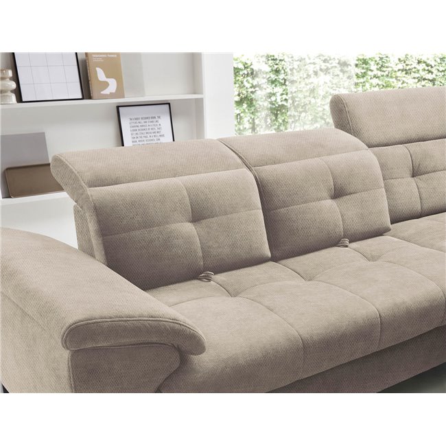 Corner sofa Elinferne R, sleeping function, Raquel 20, beige, H107x210x297cm