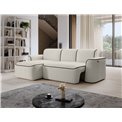 Corner sofa Elume L, sleeping function, Amore 01, Velvetmat 22, bouclé, beige, H88x190x287cm