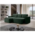 Corner sofa Elume L, sleeping function, Amore 35, Velvetmat 10, bouclé, green, H88x190x287cm