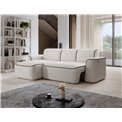 Corner sofa Elume L, sleeping function, Royal 01, Velvetmat 22, bouclé, white, H88x190x287cm