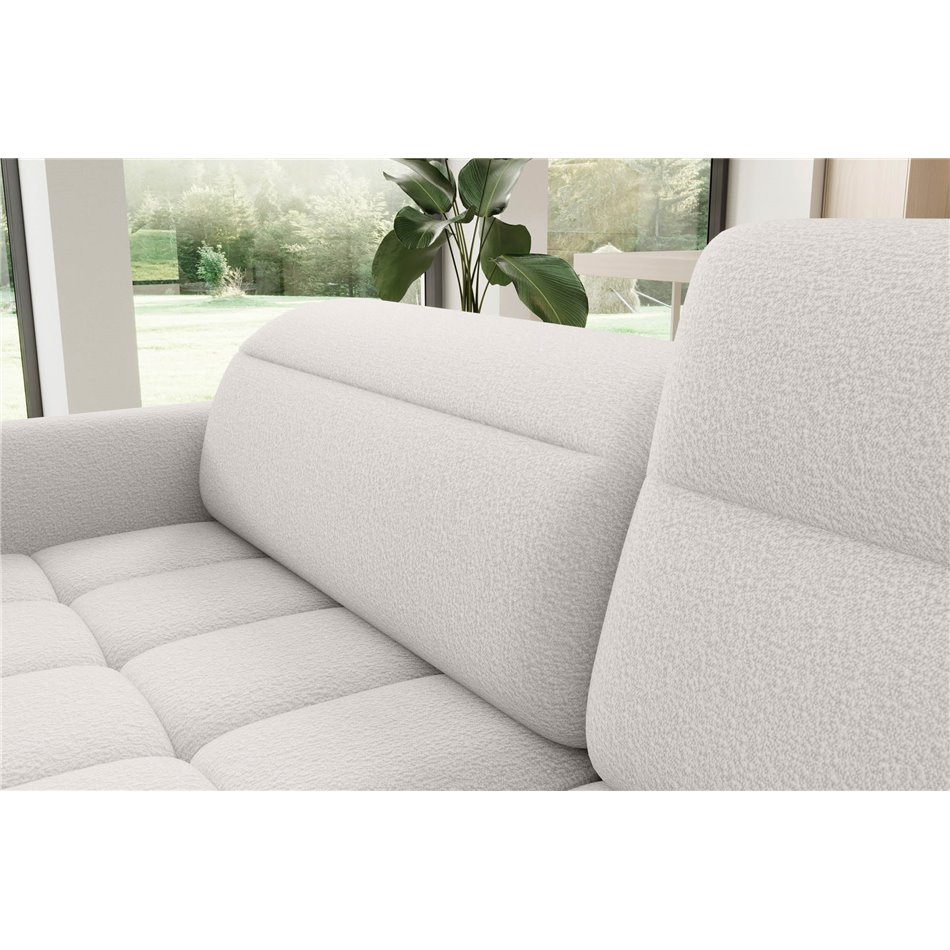 Corner sofa Elbare R, sleeping function, Royal 01, bouclé, white, H100x160x208cm
