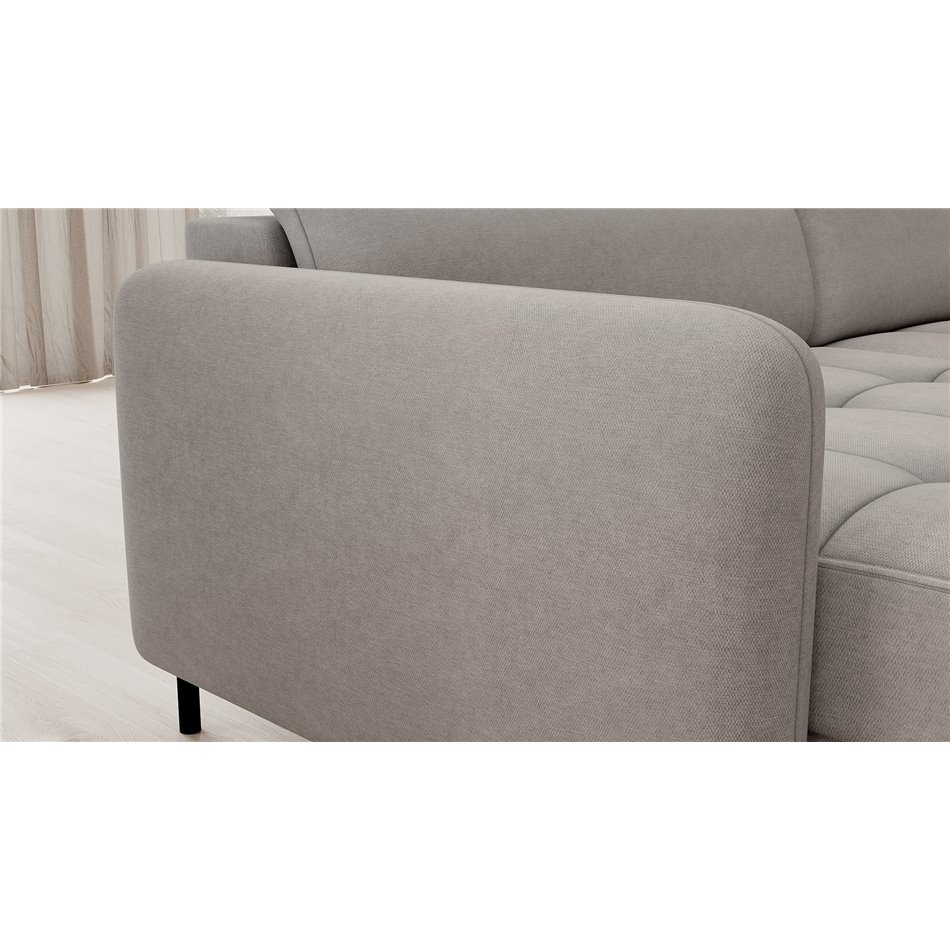 U shape sofa Elberto L, sleeping function, Raquel 03, grey, H100x165x306cm