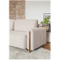 Sofa bed Elcadova Oak, sleeping function, Jarell 18, wavy velvet, beige, H97x97x244cm