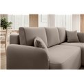 Corner sofa Elhandson R, sleeping function, Sola 18, beige, H89x150x206cm