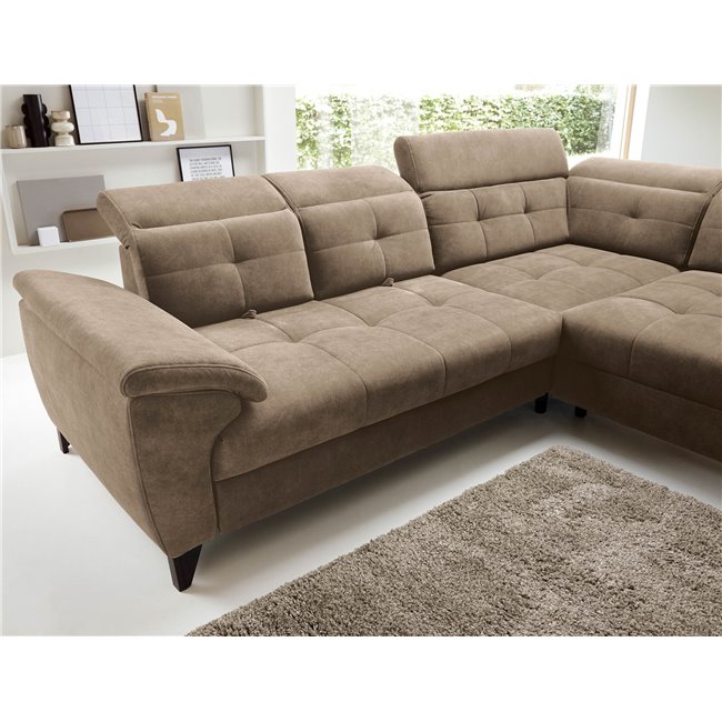 Nurgadiivan Elinferne R, pikendatav, Aura 20, samet, tumebeež, H107x210x297cm