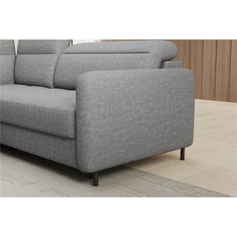 Corner sofa Elbare L, sleeping function, Manhattan 03, velvet, grey, H100x160x208cm