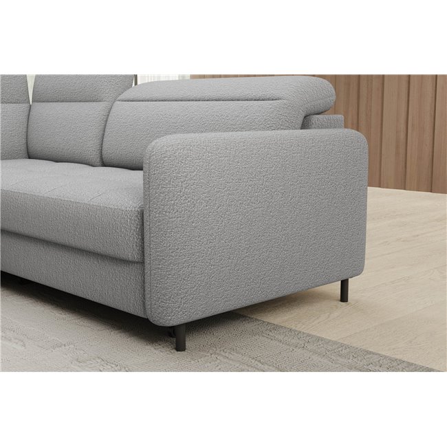 Corner sofa Elbare L, sleeping function, Royal 04, bouclé, grey, H100x160x208cm