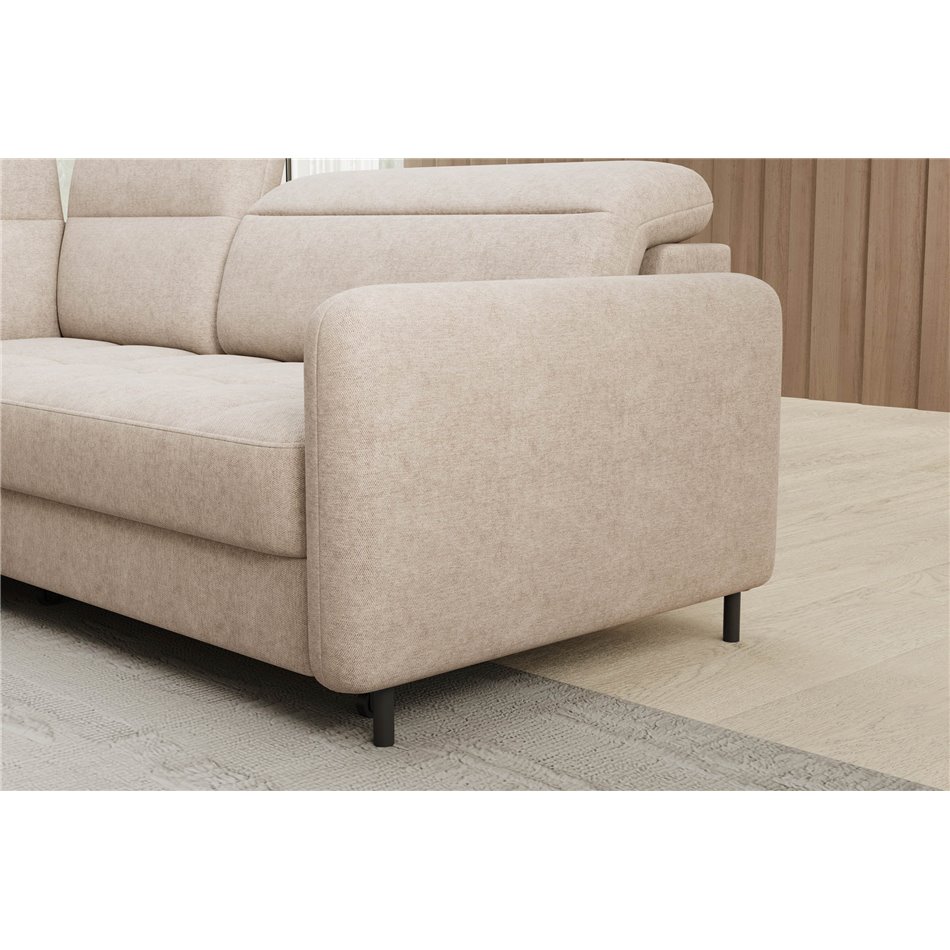 Corner sofa Elbare L, sleeping function, Raquel 18, beige, H100x160x208cm