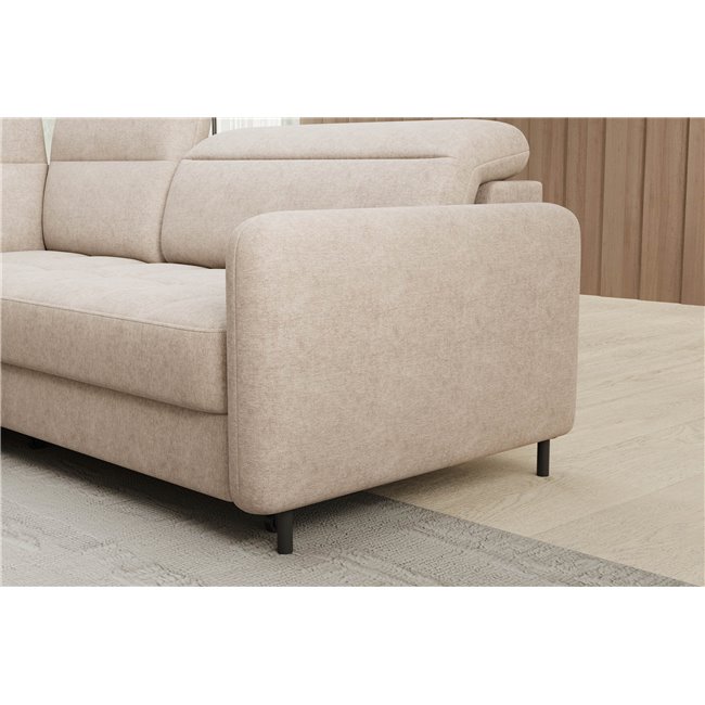 Corner sofa Elbare L, sleeping function, Raquel 18, beige, H100x160x208cm