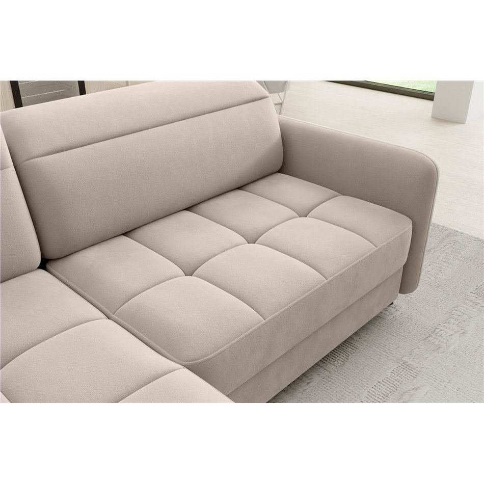 Corner sofa Elbare L, sleeping function, Sola 18, beige, H100x160x208cm