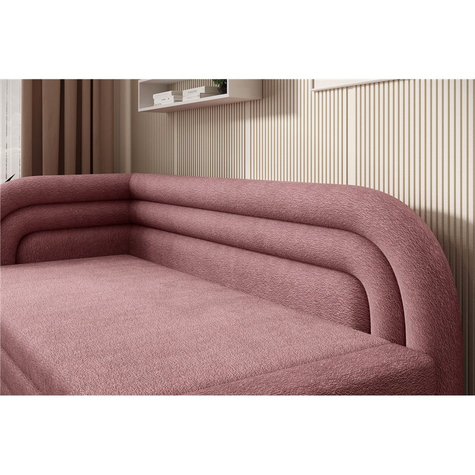 Sofa bed Elfabilo L, sleeping function, Touch 24, textured velvet, pink, H80x86x223cm