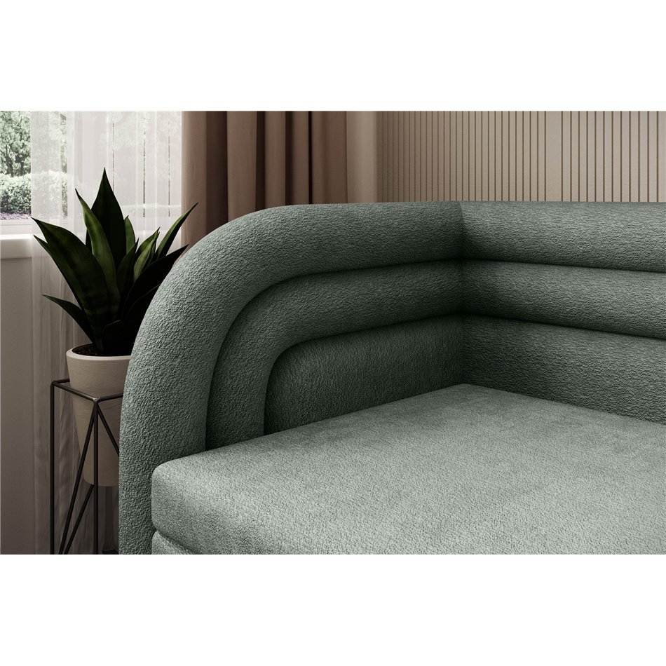Диван-кровать Elfabilo L, раздвижной, Touch 100, текстурированный бархат, зеленый, H80x86x223см