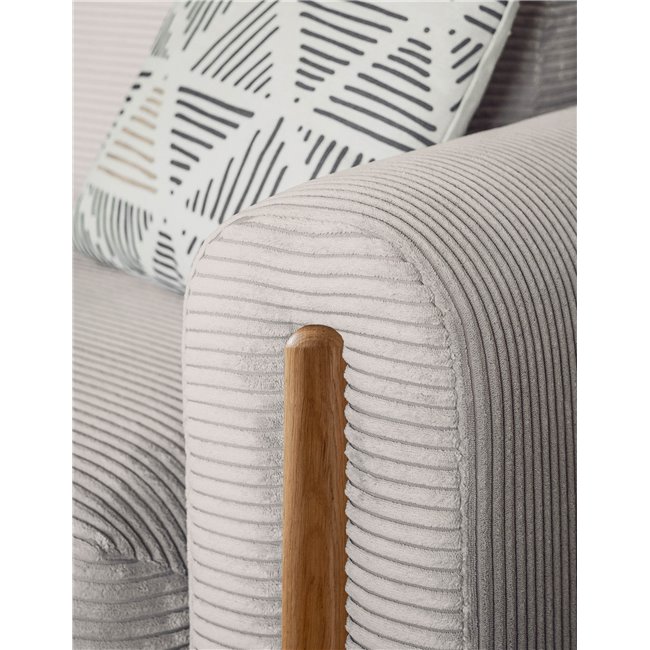 Sofa bed Elcadova Oak, sleeping function, Jarell 18, wavy velvet, beige, H97x97x244cm