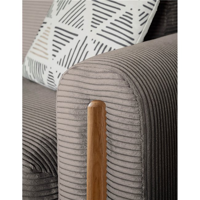 Sofa bed Elcadova Oak, sleeping function, Jarell 20, wavy velvet, dark beige, H97x97x244cm