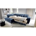 Corner sofa Elinferne L, sleeping function, Aura 40, velvet, dark blue, H107x210x297cm