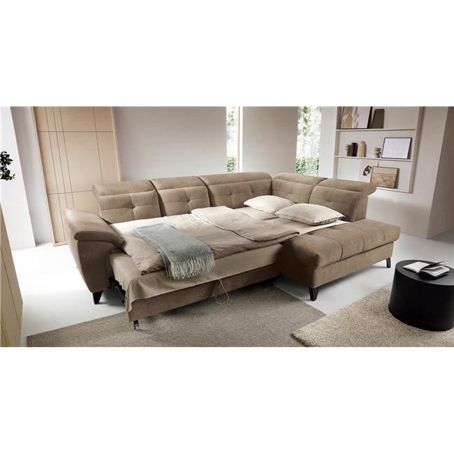 Nurgadiivan Elinferne R, pikendatav, Aura 20, samet, tumebeež, H107x210x297cm